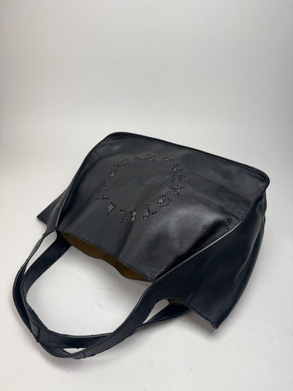 Vintage Stella Mc Cartney Vegan Leather Logo Tote Bag black