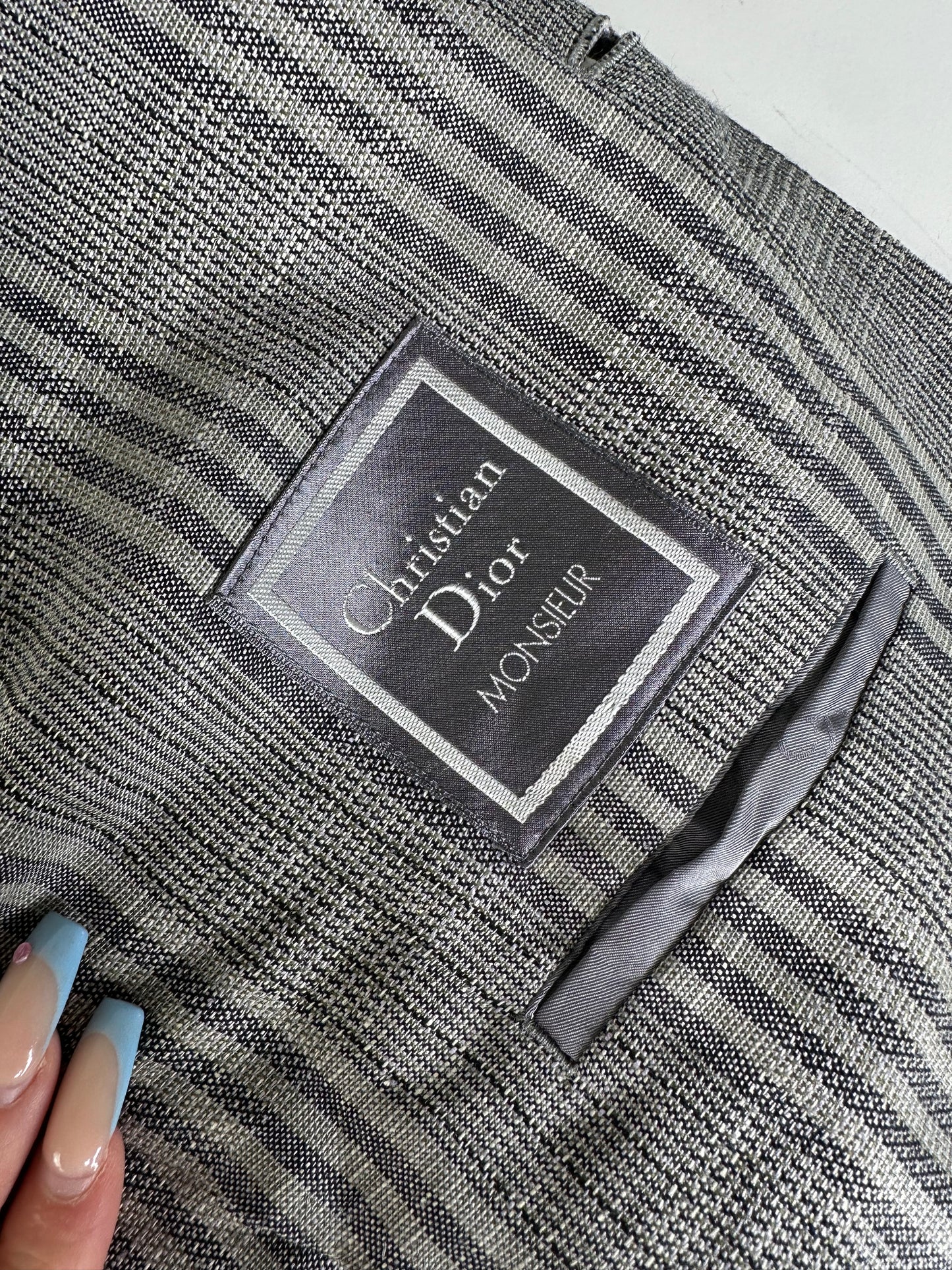 Vintage Dior Men's Wool Linen Blazer Grey Black M