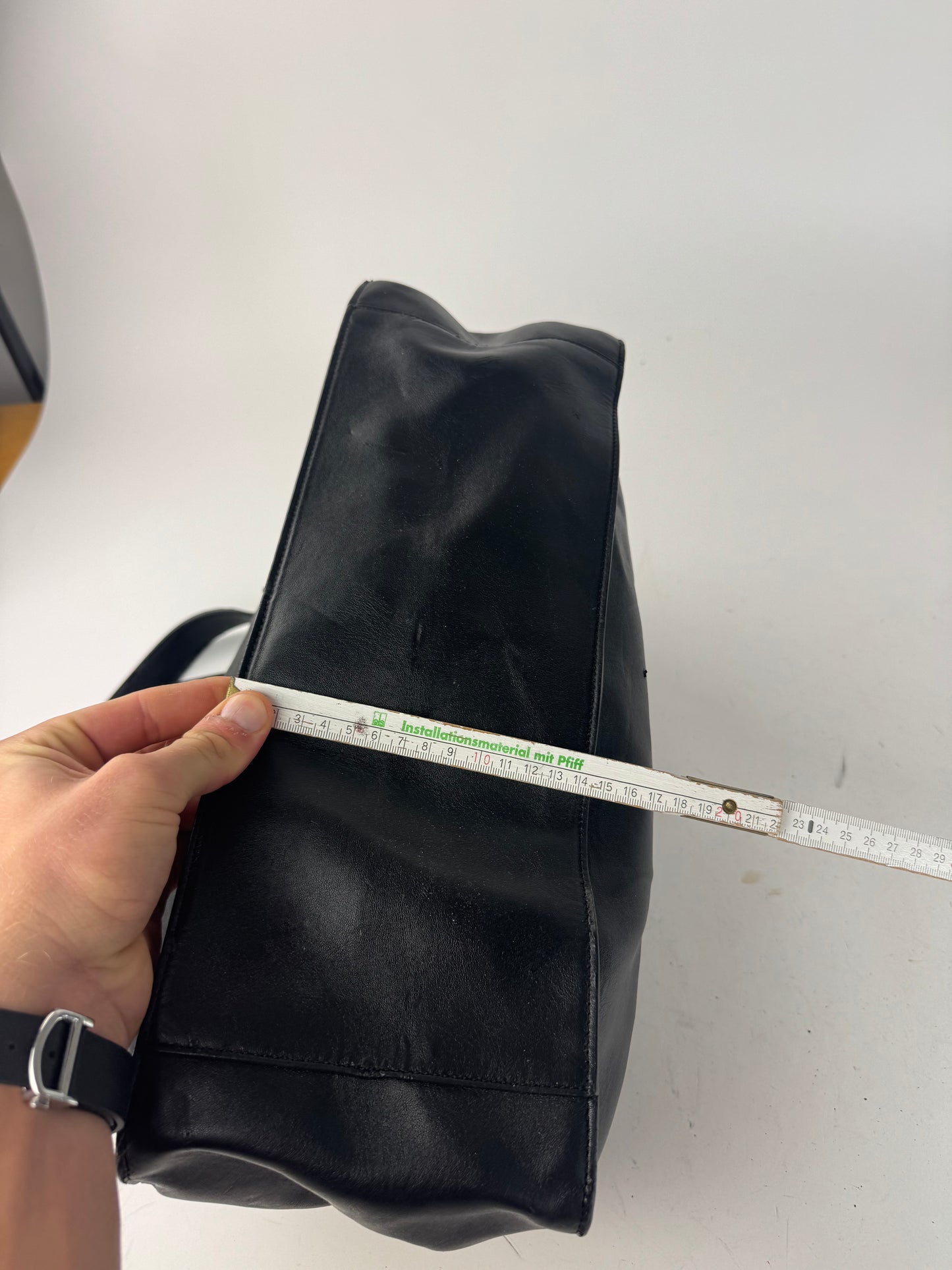 Vintage Stella Mc Cartney Vegan Leather Logo Tote Bag black