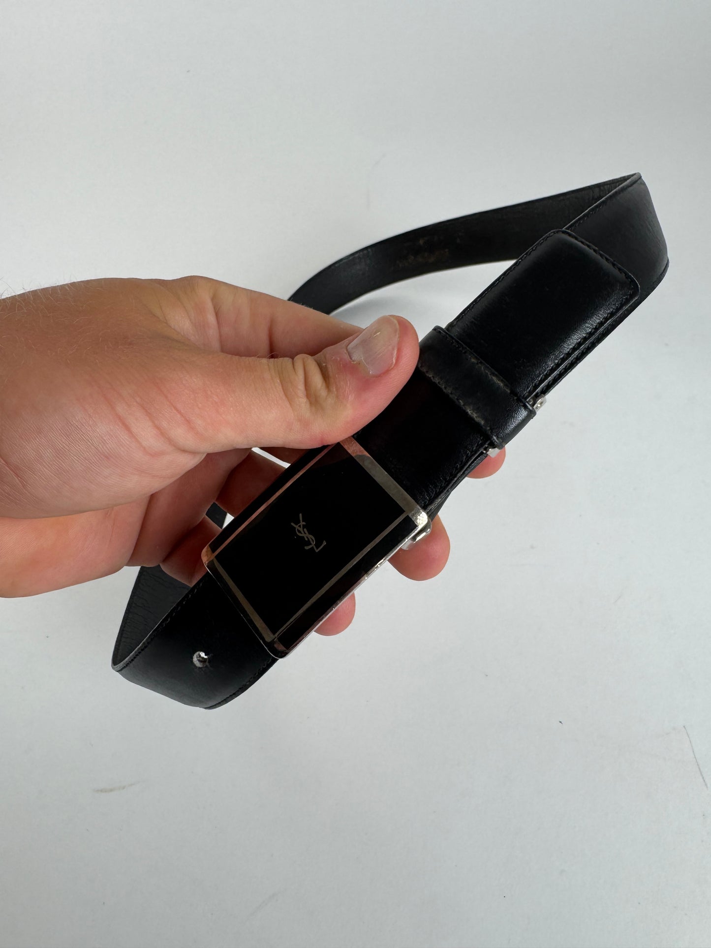 Vintage Yves Saint Laurent Leather Belt black