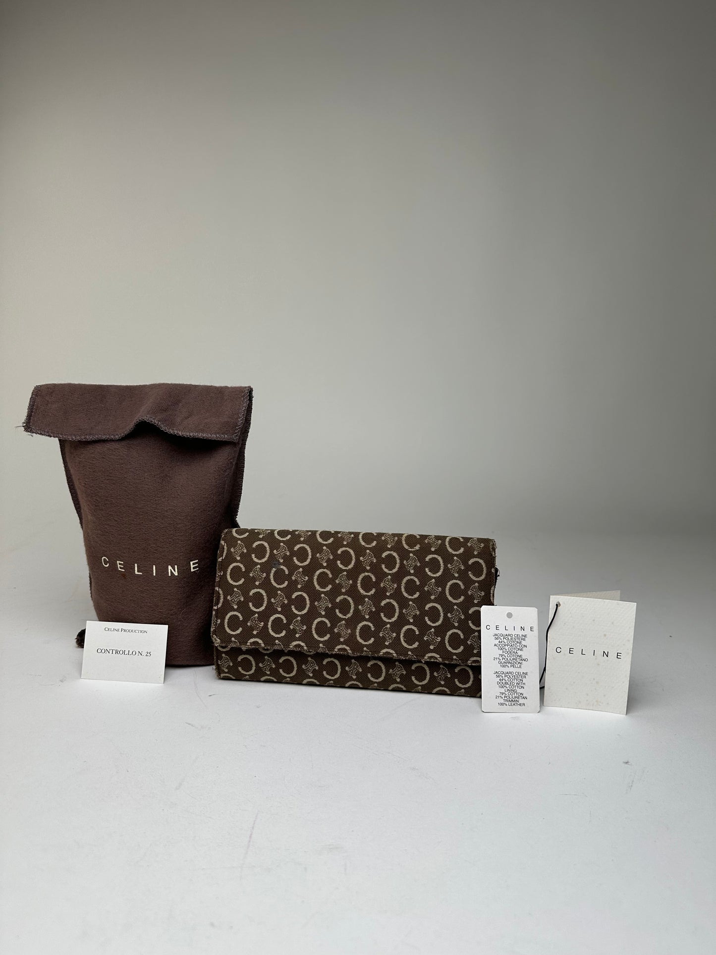 Vintage Celine Macadam Canvas Continental Wallet Brown
