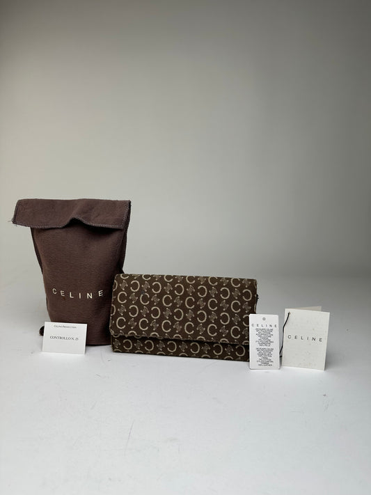 Vintage Celine Macadam Canvas Continental Wallet Brown