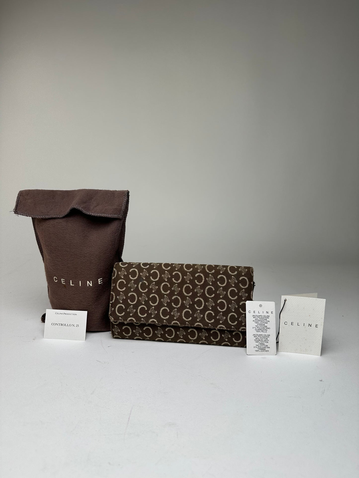 Vintage Celine Macadam Canvas Continental Wallet Brown