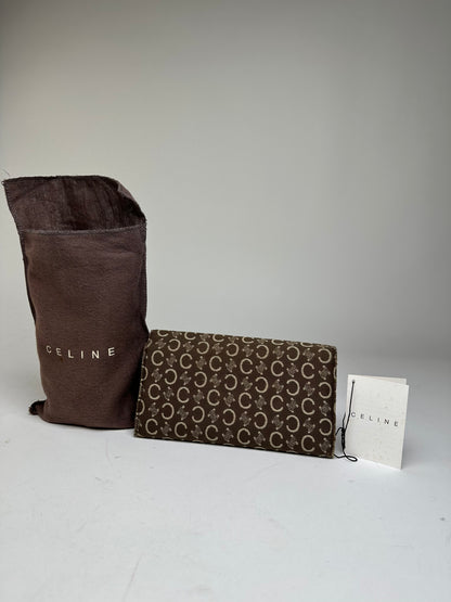 Vintage Celine Macadam Canvas Continental Wallet Brown