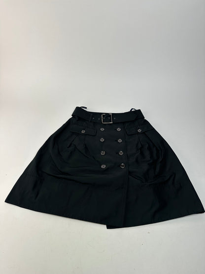 Vintage Burberry Polyester Belt Skirt Black M