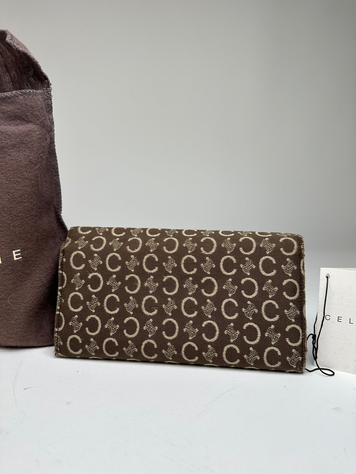 Vintage Celine Macadam Canvas Continental Wallet Brown