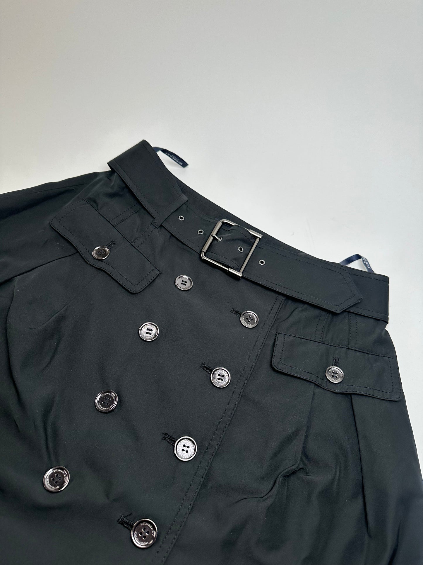 Vintage Burberry Polyester Belt Skirt Black M