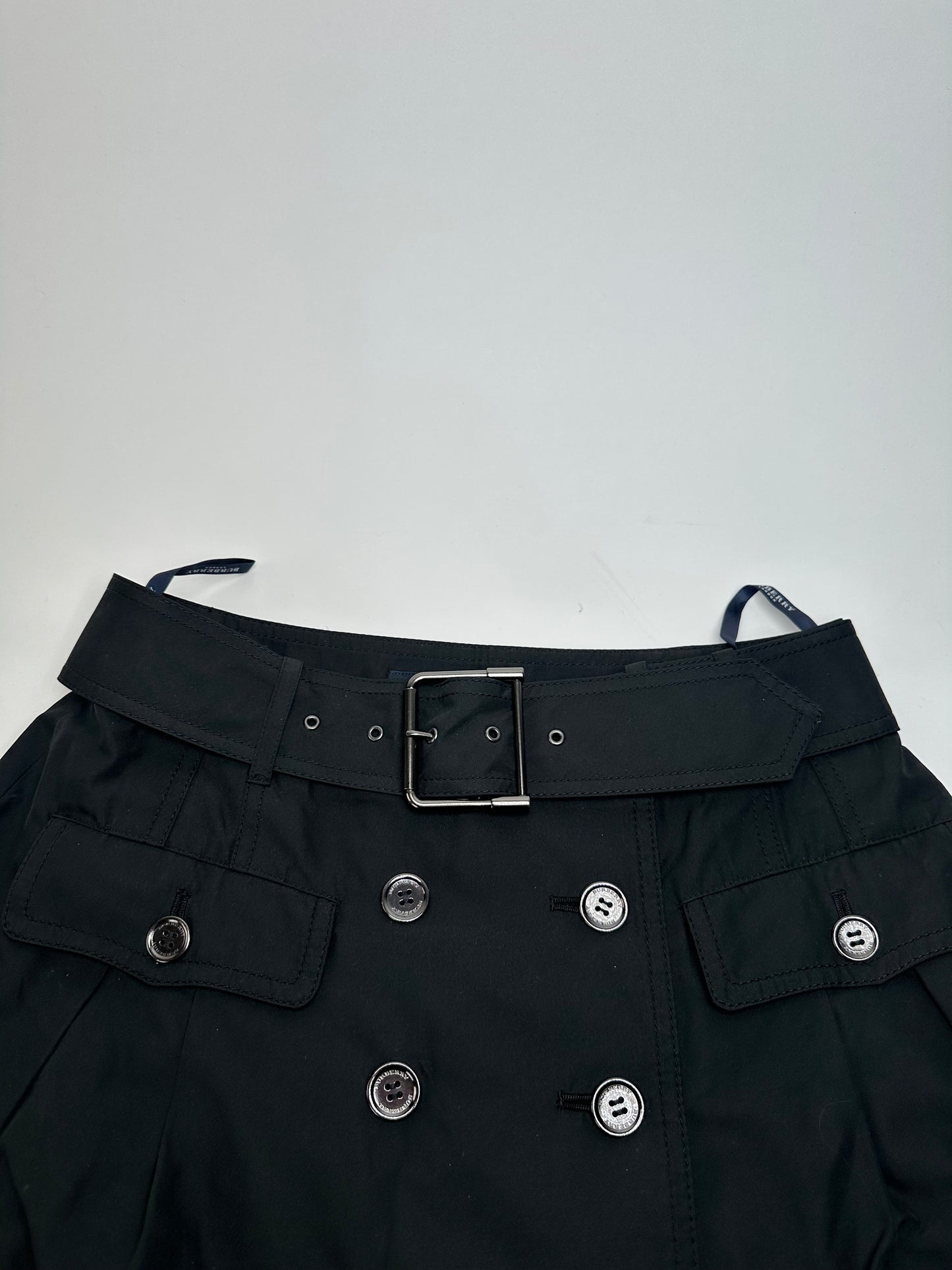 Vintage Burberry Polyester Belt Skirt Black M