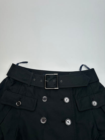 Vintage Burberry Polyester Belt Skirt Black M