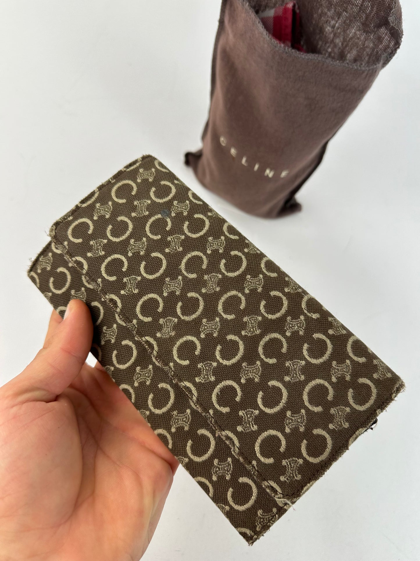 Vintage Celine Macadam Canvas Continental Wallet Brown