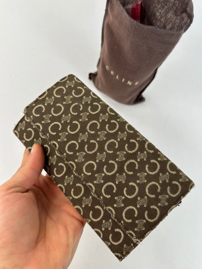 Vintage Celine Macadam Canvas Continental Wallet Brown
