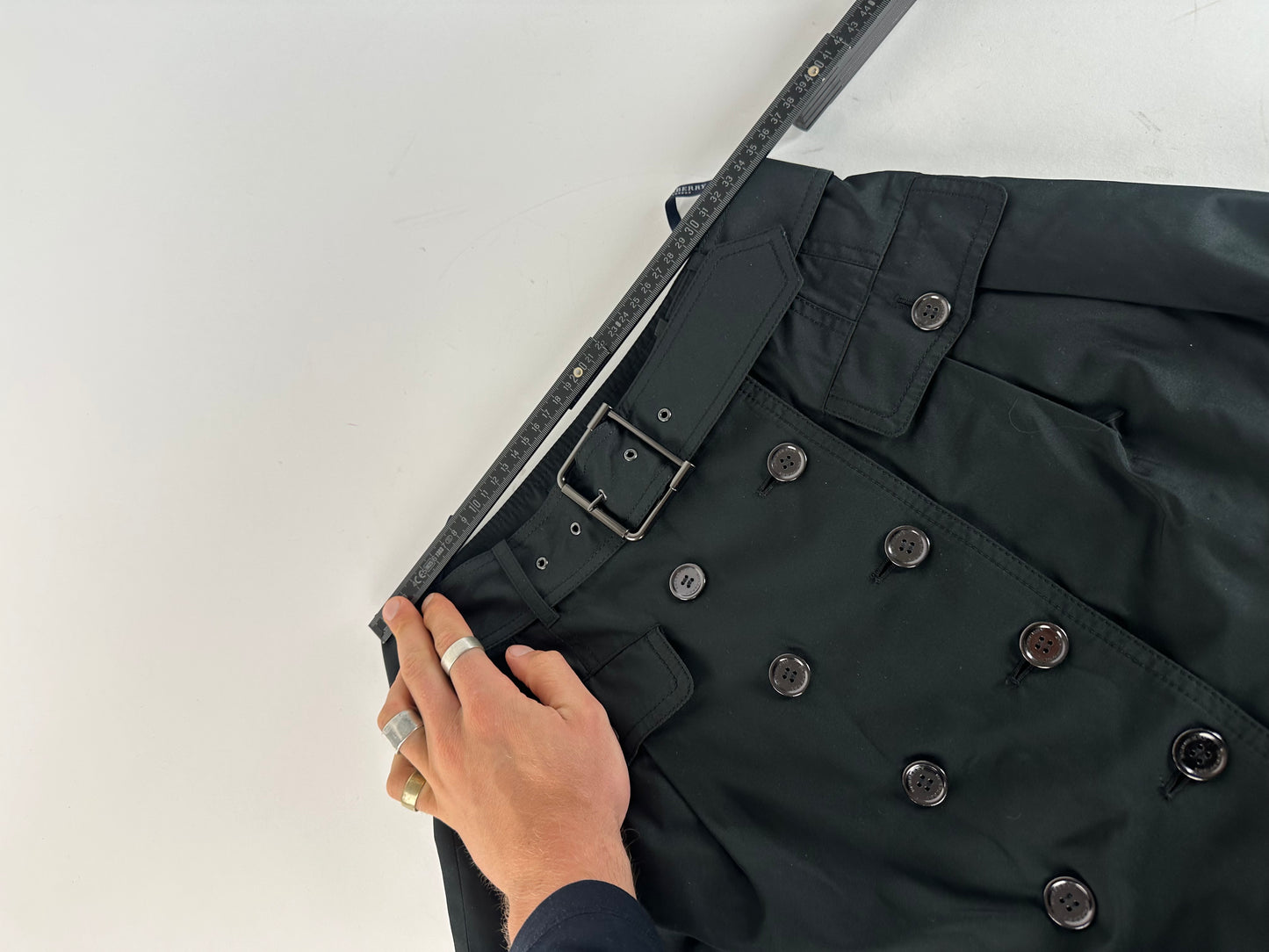 Vintage Burberry Polyester Belt Skirt Black M