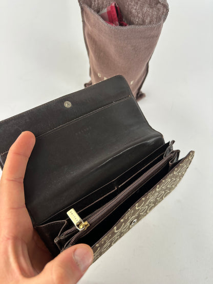 Vintage Celine Macadam Canvas Continental Wallet Brown