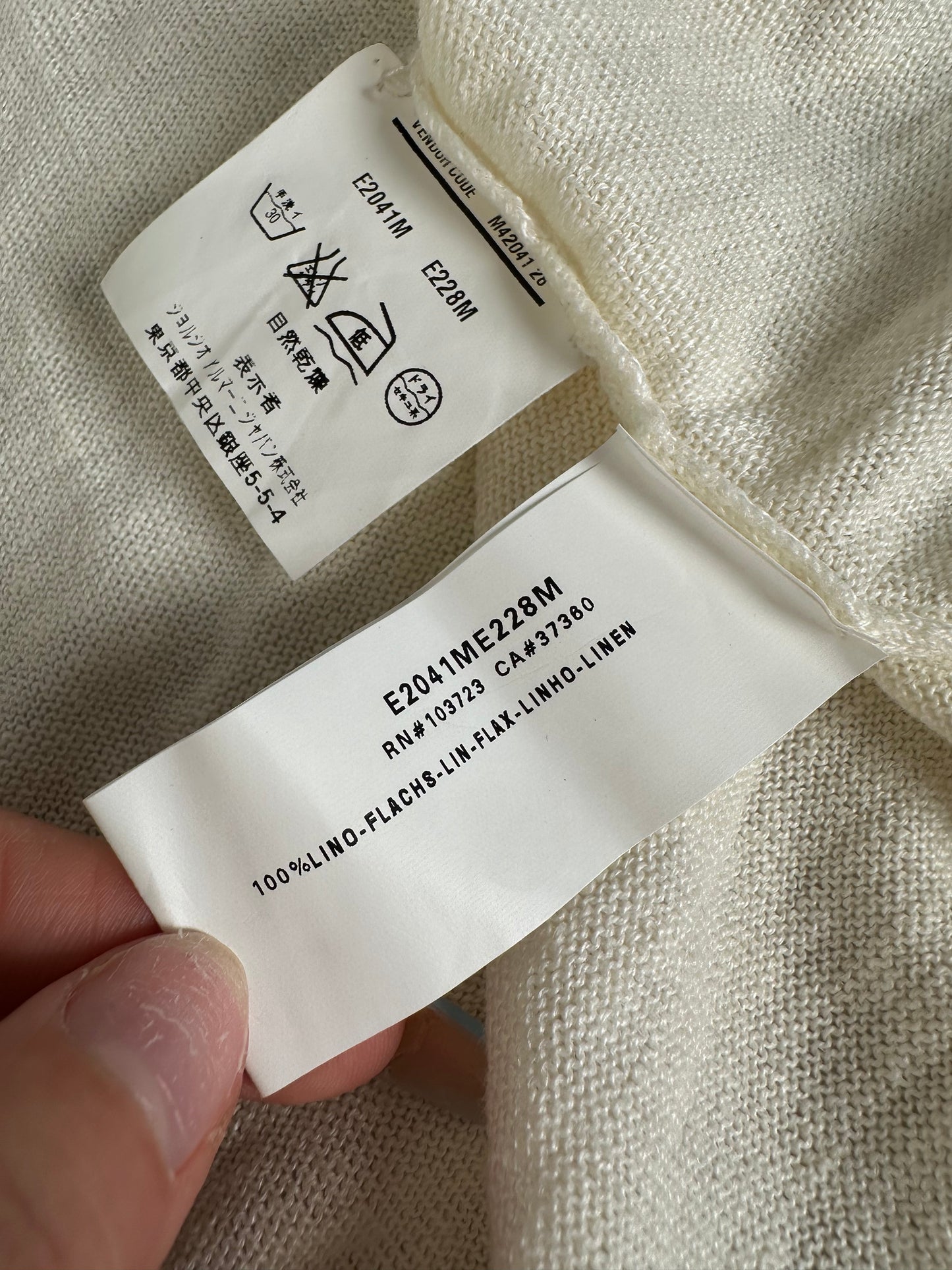 Vintage Emporio Armani Linen Sweater Cream M