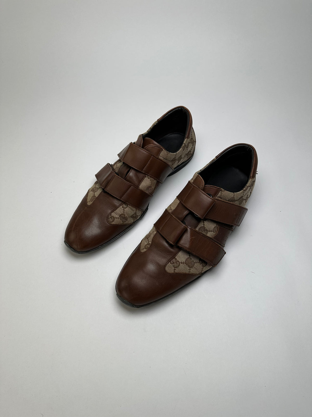 Vintage Gucci Men's GG Monogram Canvas Sneakers Brown Beige EU42