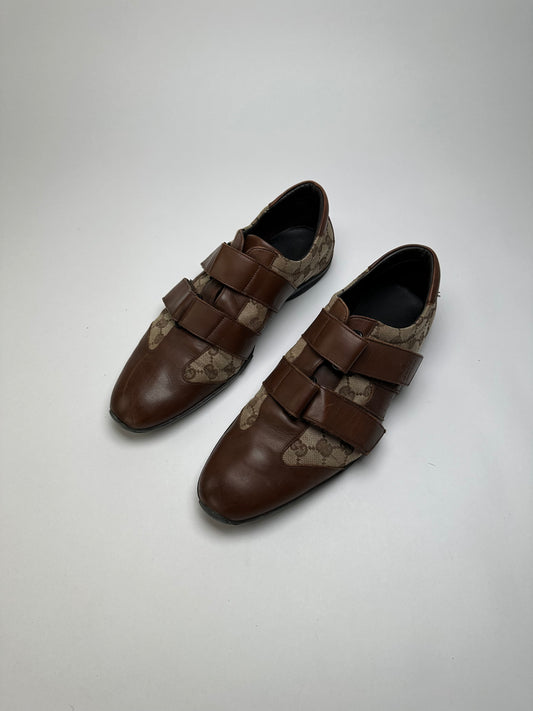 Vintage Gucci Men's GG Monogram Canvas Sneakers Brown Beige EU42