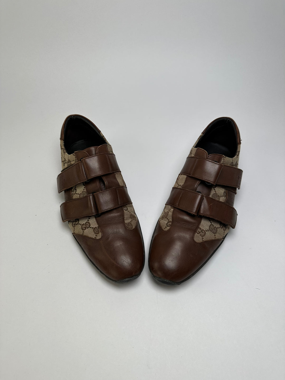 Vintage Gucci Men's GG Monogram Canvas Sneakers Brown Beige EU42