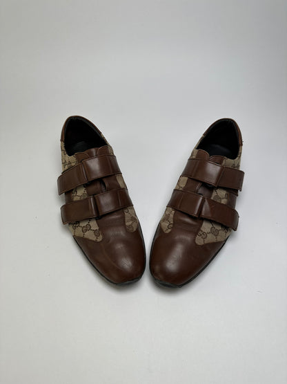 Vintage Gucci Men's GG Monogram Canvas Sneakers Brown Beige EU42