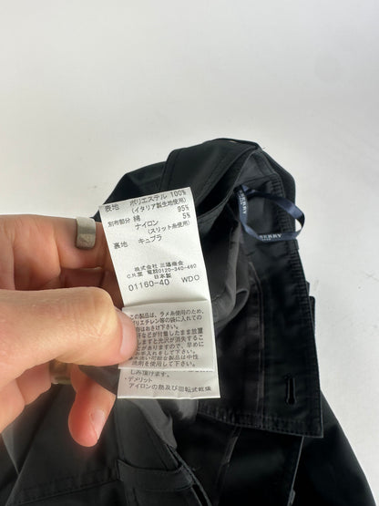 Vintage Burberry Polyester Belt Skirt Black M
