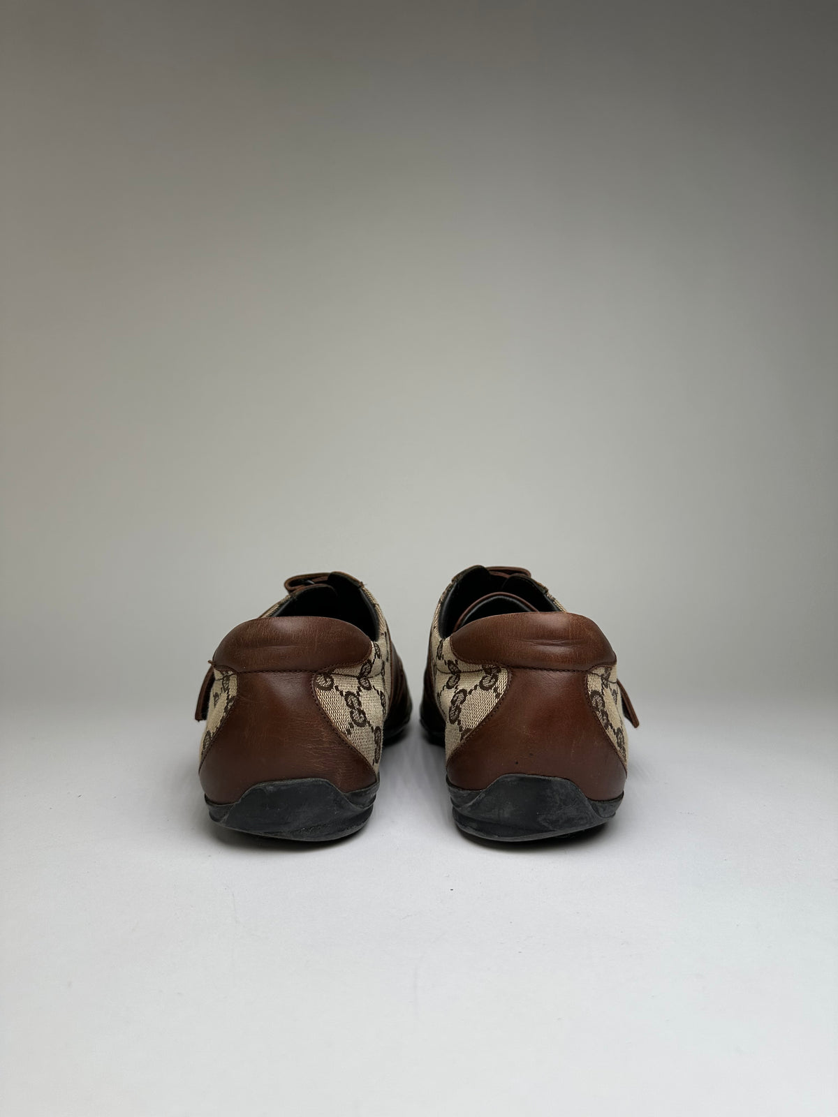 Vintage Gucci Men's GG Monogram Canvas Sneakers Brown Beige EU42