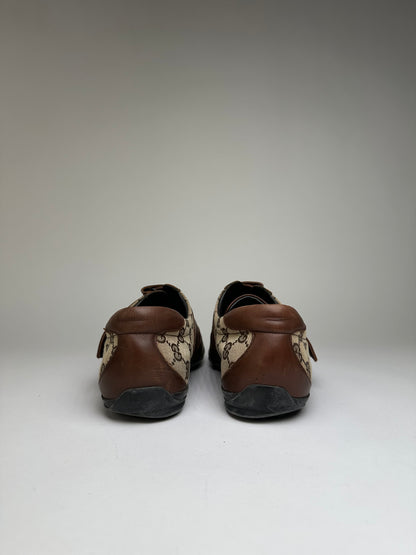 Vintage Gucci Men's GG Monogram Canvas Sneakers Brown Beige EU42
