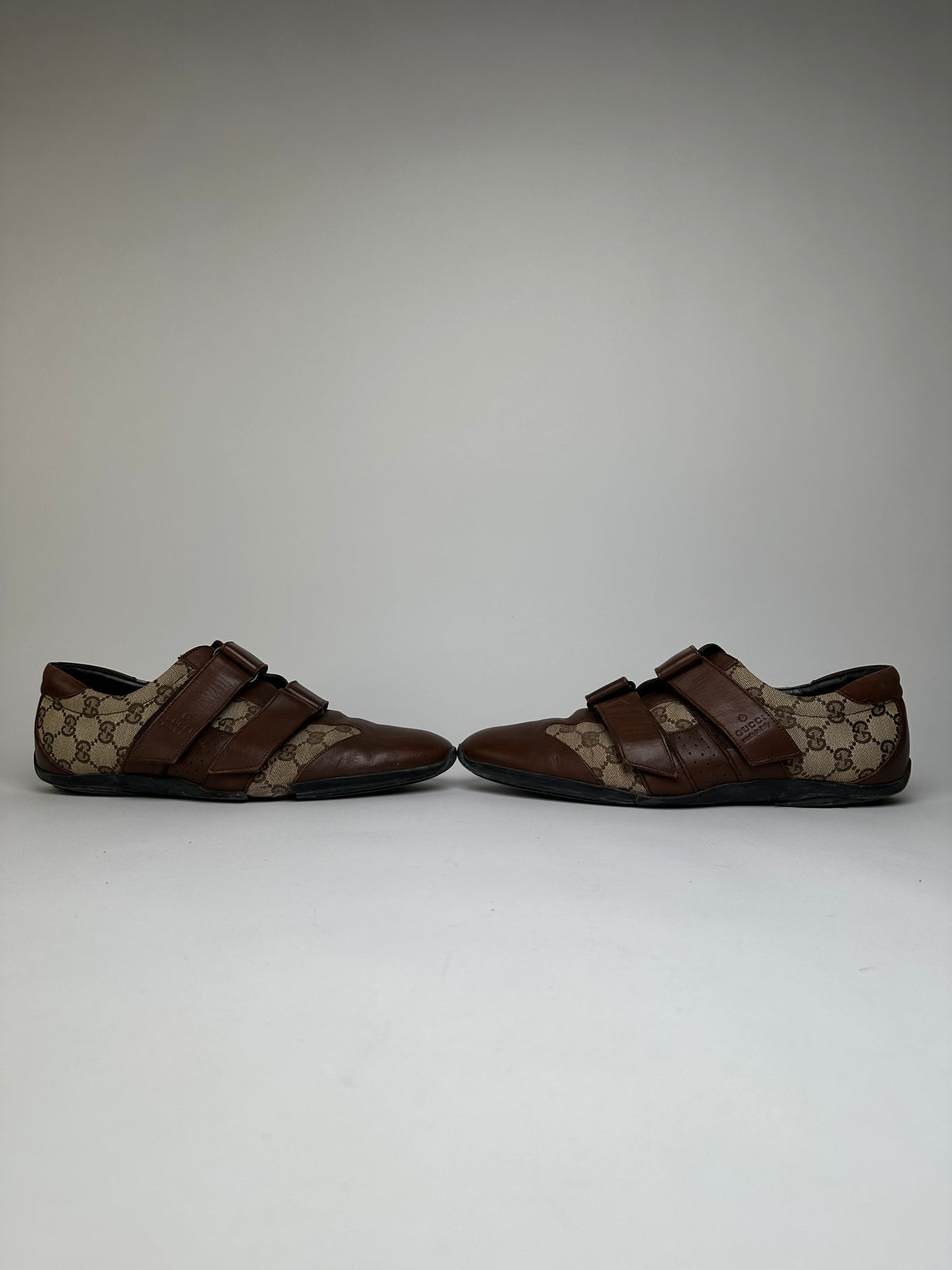 Vintage Gucci Men's GG Monogram Canvas Sneakers Brown Beige EU42