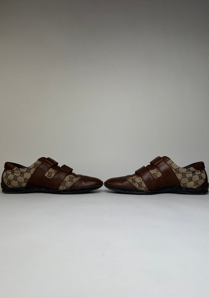Vintage Gucci Men's GG Monogram Canvas Sneakers Brown Beige EU42