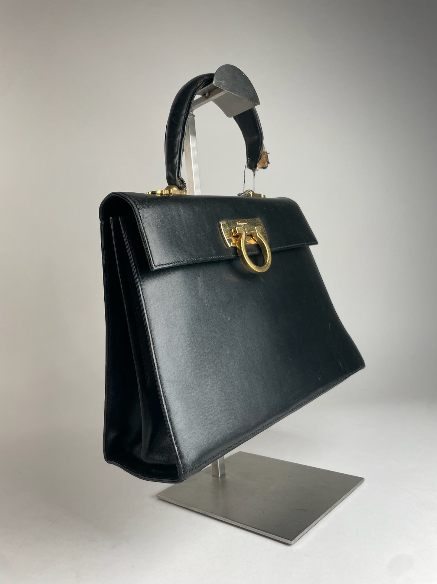 Vintage Salvatore Ferragamo Leather Handbag Black