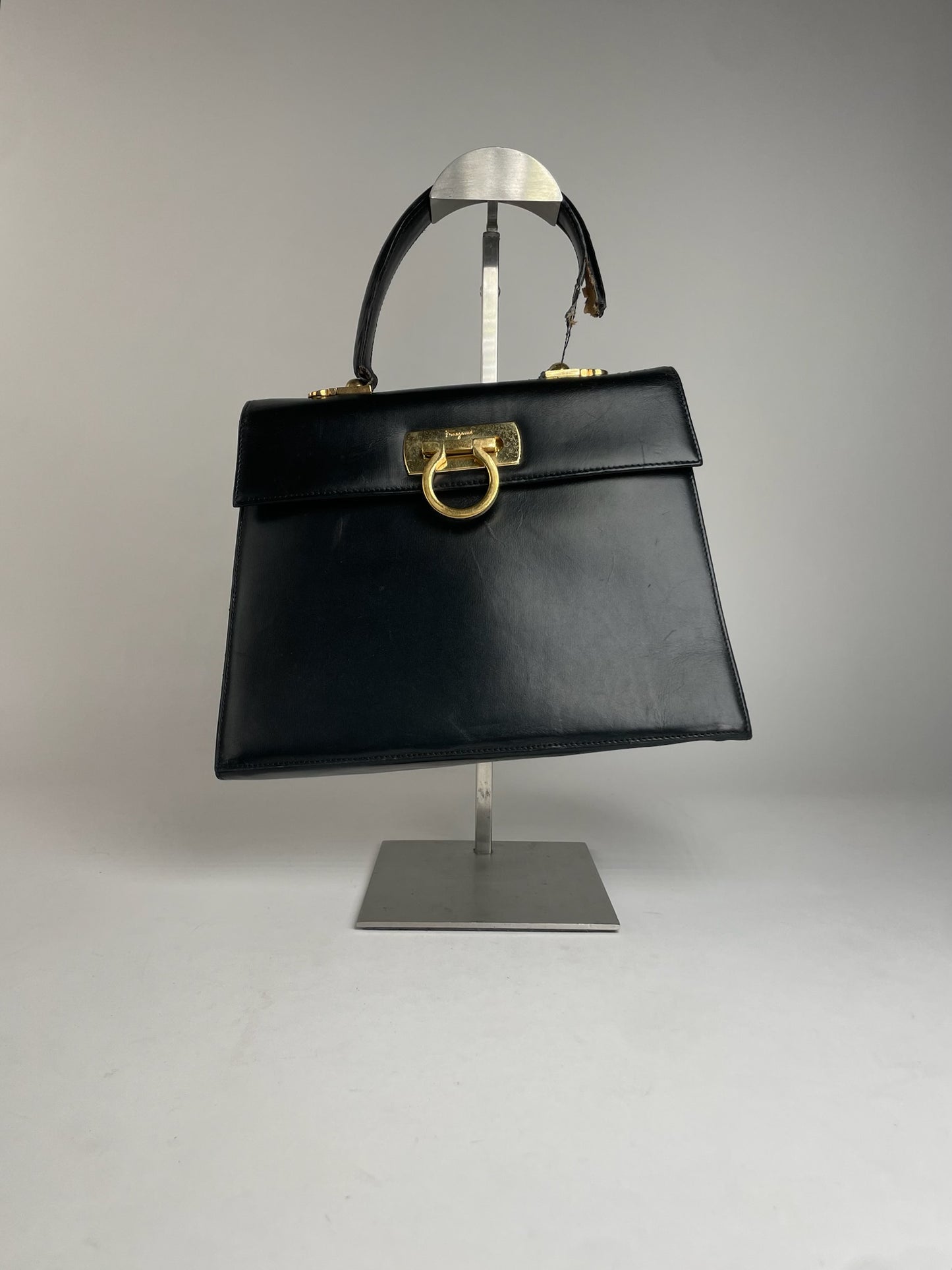 Vintage Salvatore Ferragamo Leather Handbag Black
