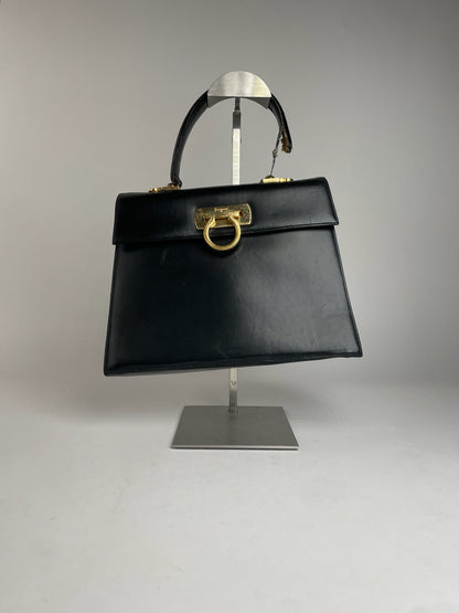 Vintage Salvatore Ferragamo Leather Handbag Black