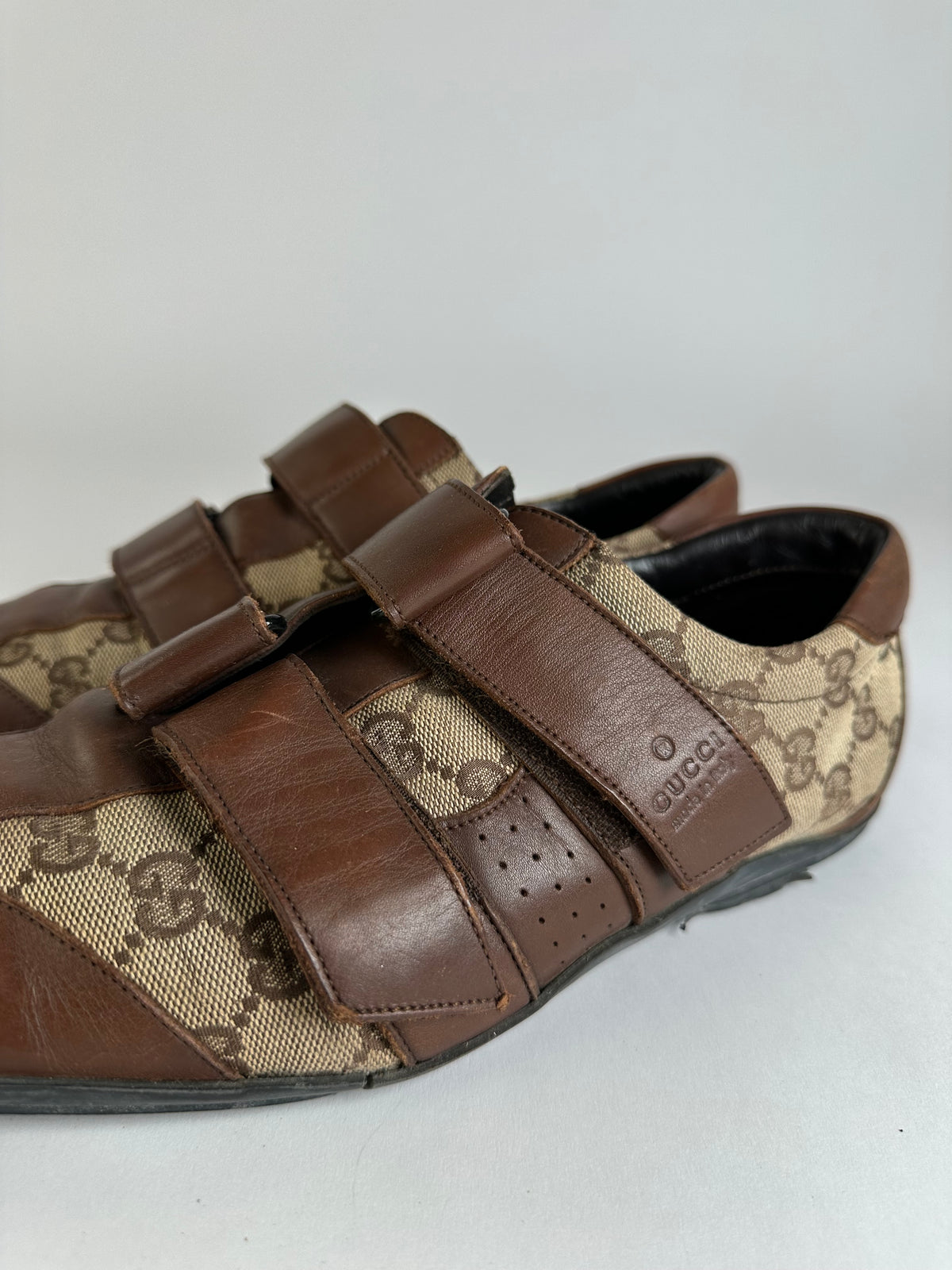 Vintage Gucci Men's GG Monogram Canvas Sneakers Brown Beige EU42