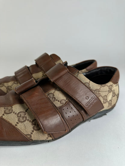 Vintage Gucci Men's GG Monogram Canvas Sneakers Brown Beige EU42