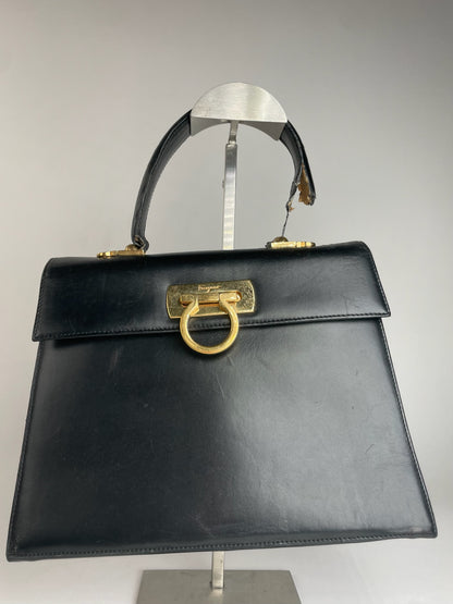Vintage Salvatore Ferragamo Leather Handbag Black