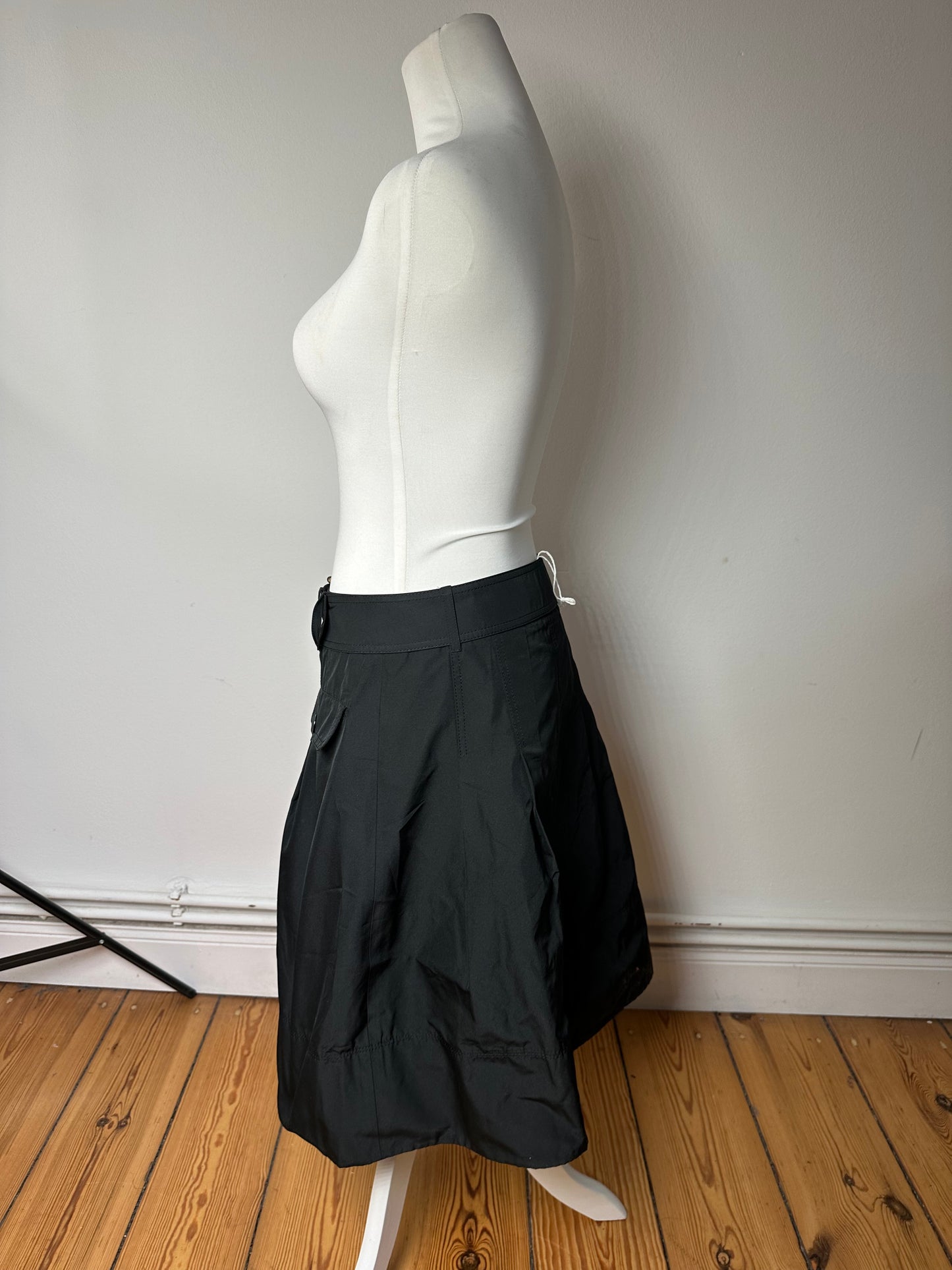 Vintage Burberry Polyester Belt Skirt Black M