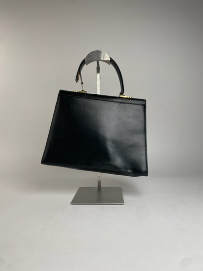 Vintage Salvatore Ferragamo Leather Handbag Black