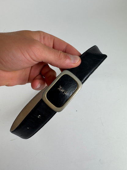Vintage Yves Saint Laurent Leather Belt black