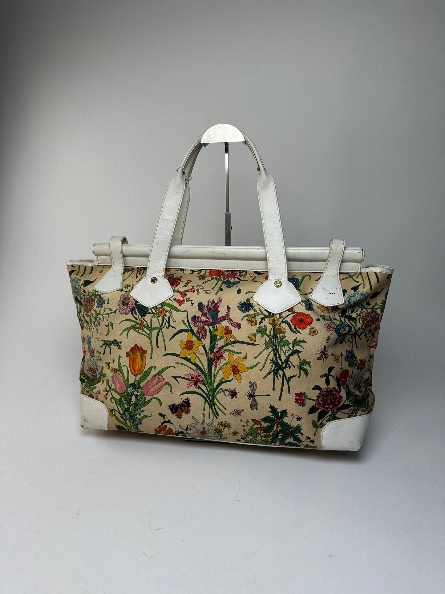 Vintage Gucci Flora Canvas Tote Bag Multicolor