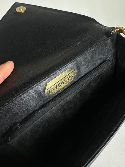Vintage Givenchy Asymetric Leather Shoulder Bag Black