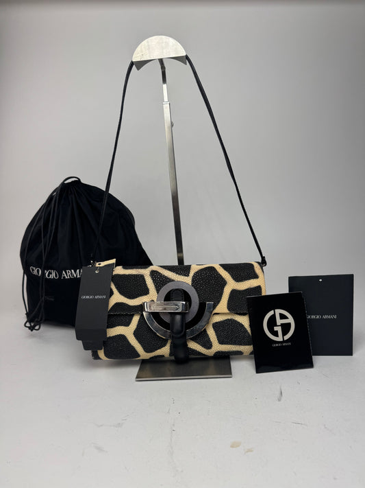 Vintage Giorgio Armani Leather Bag New With Tags black Yellow