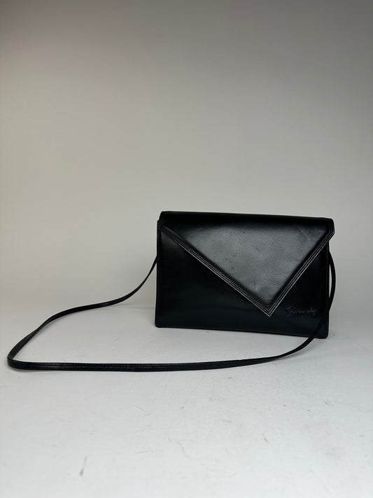 Vintage Givenchy Asymetric Leather Shoulder Bag Black
