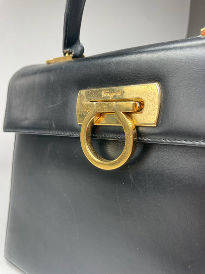 Vintage Salvatore Ferragamo Leather Handbag Black