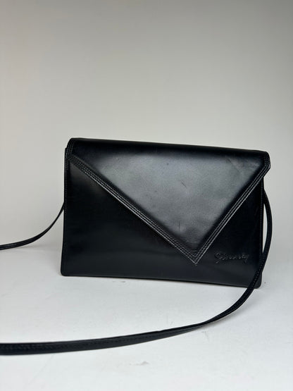 Vintage Givenchy Asymetric Leather Shoulder Bag Black
