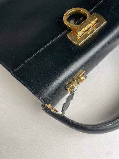 Vintage Salvatore Ferragamo Leather Handbag Black