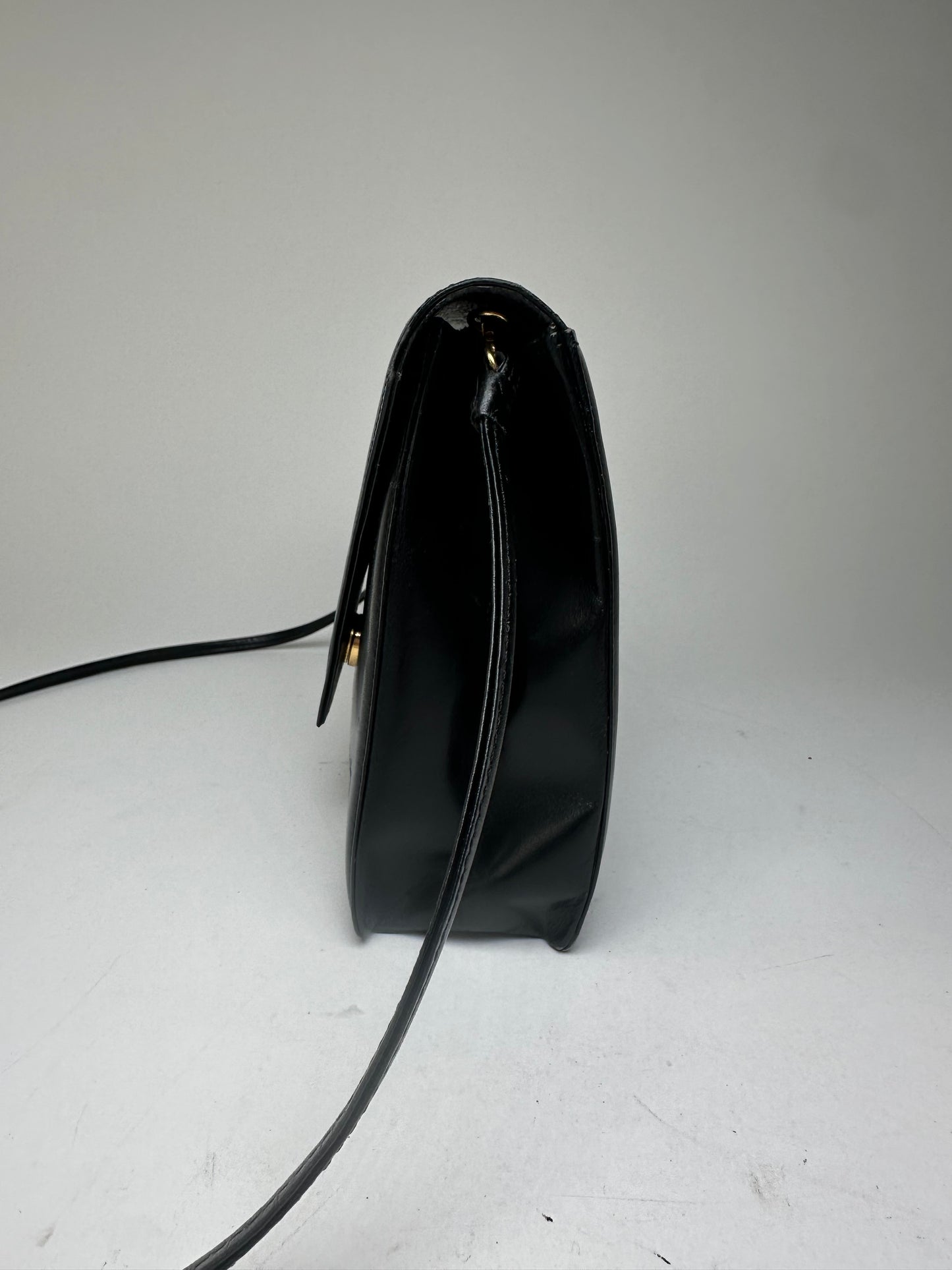 Vintage Givenchy Asymetric Leather Shoulder Bag Black