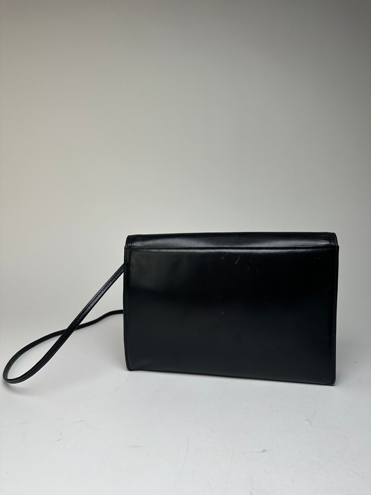 Vintage Givenchy Asymetric Leather Shoulder Bag Black