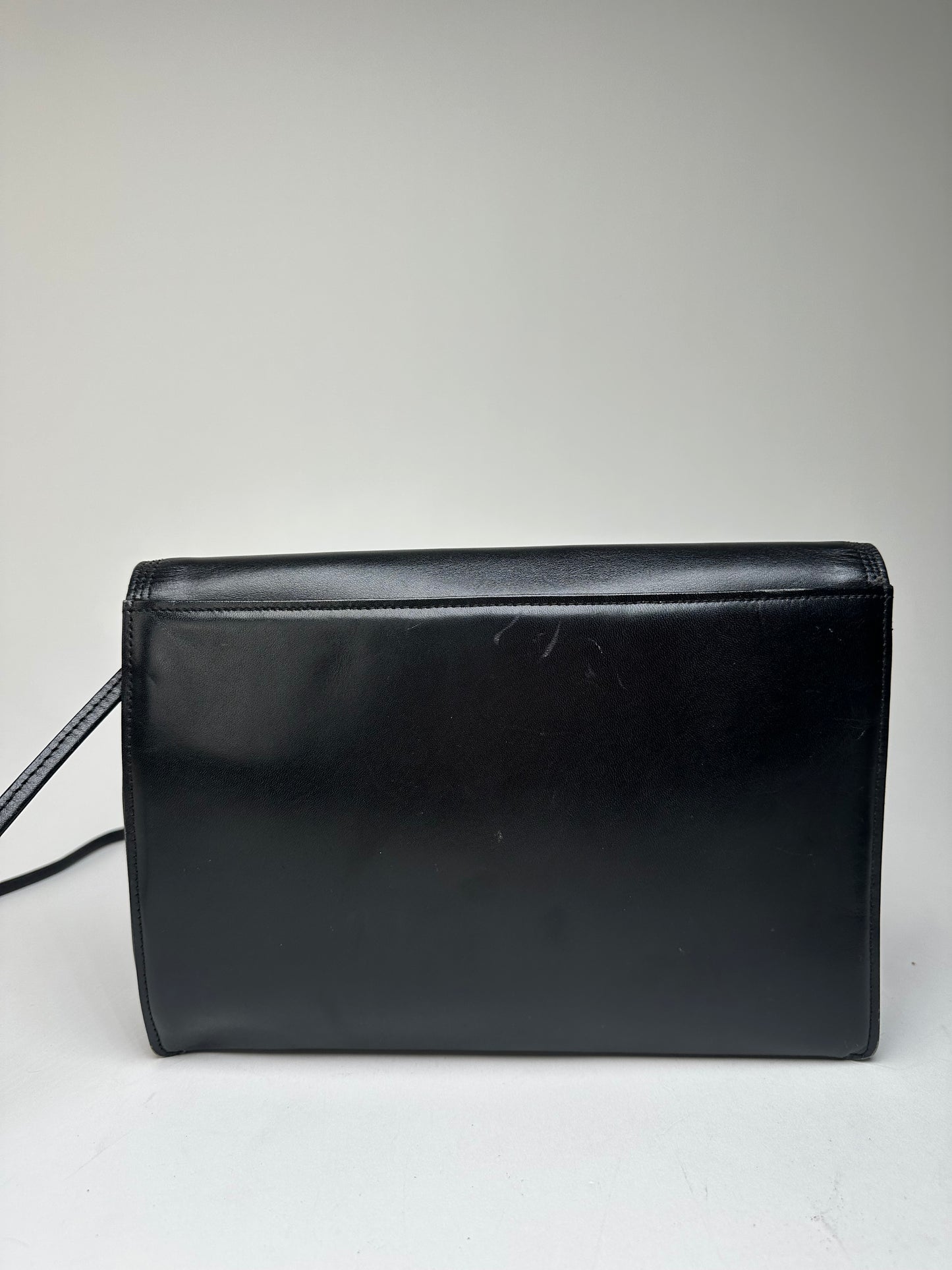 Vintage Givenchy Asymetric Leather Shoulder Bag Black