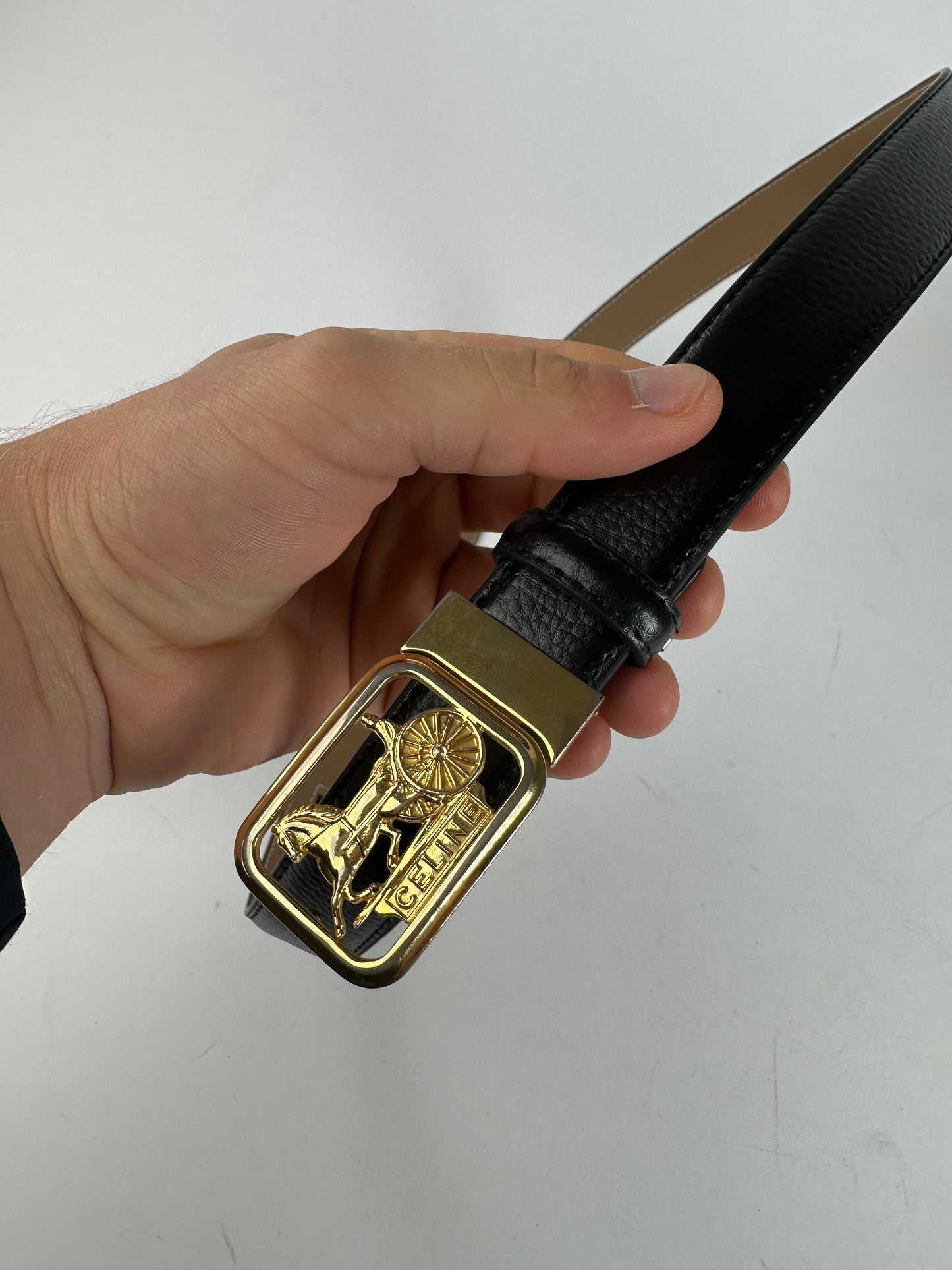 Vintage Celine Leather Belt Black 107.5 cm