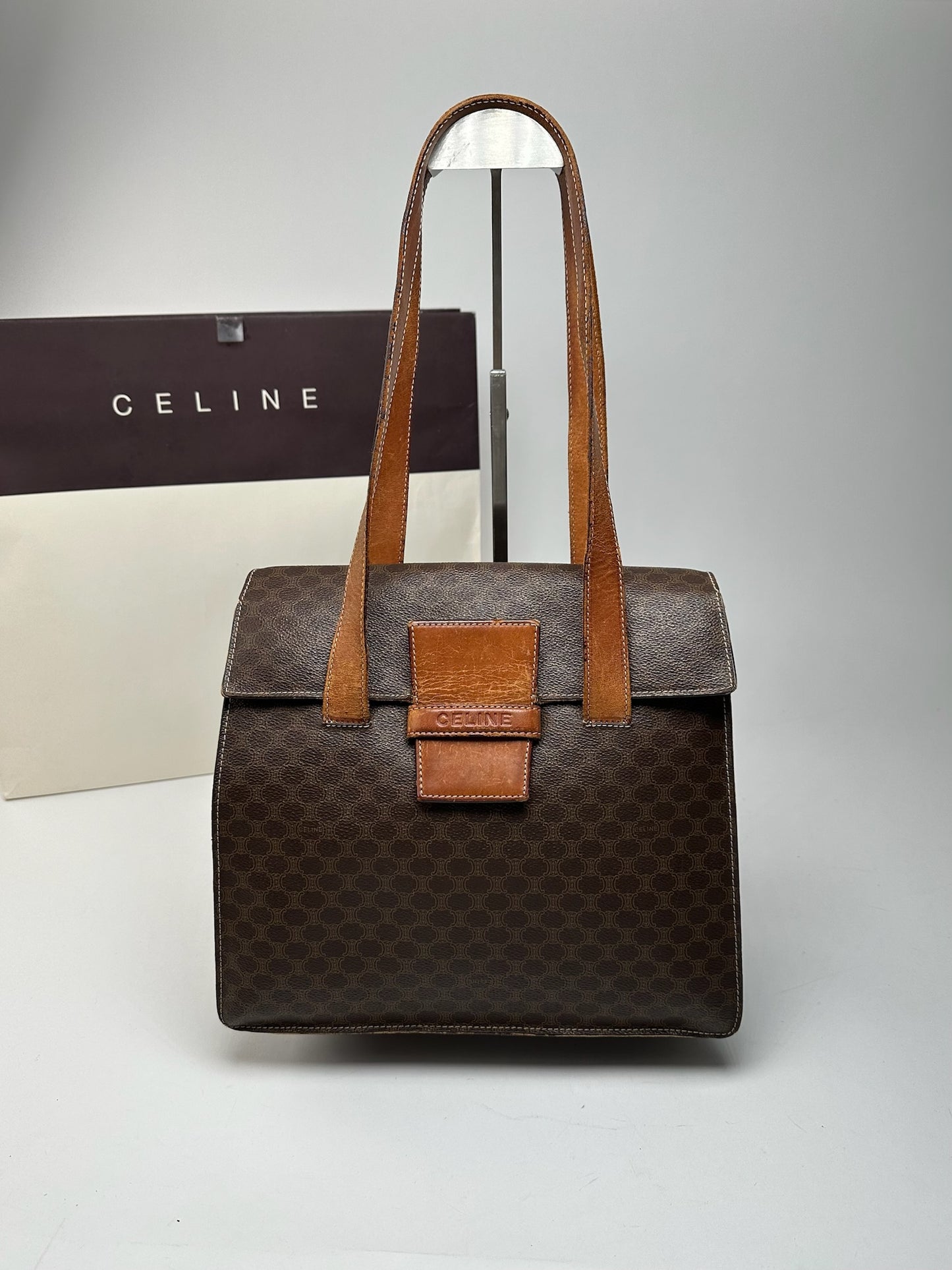 Vintage Celine Monogram Leather bag brown