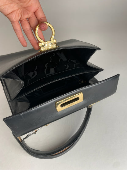 Vintage Salvatore Ferragamo Leather Handbag Black