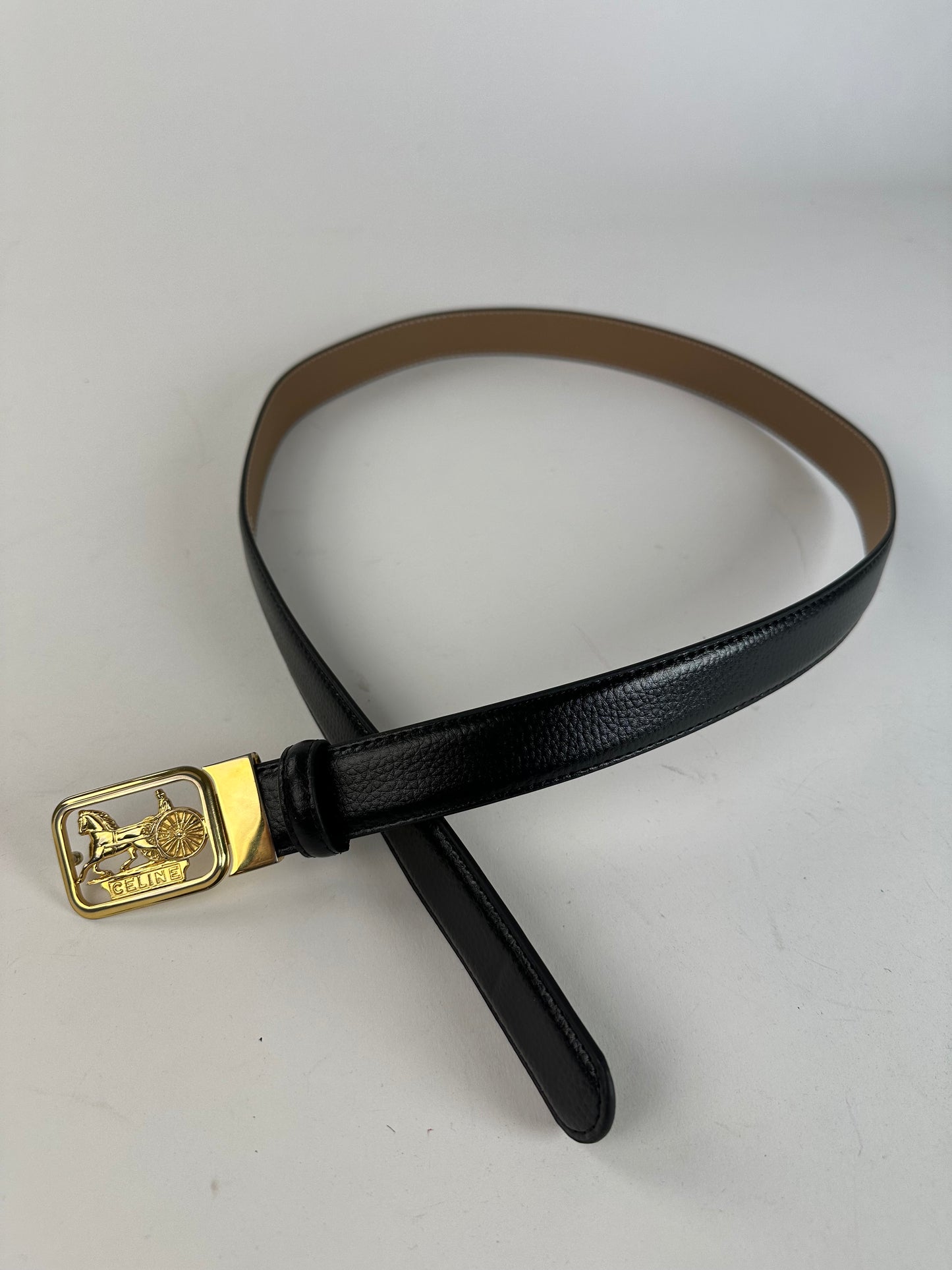 Vintage Celine Leather Belt Black 107.5 cm